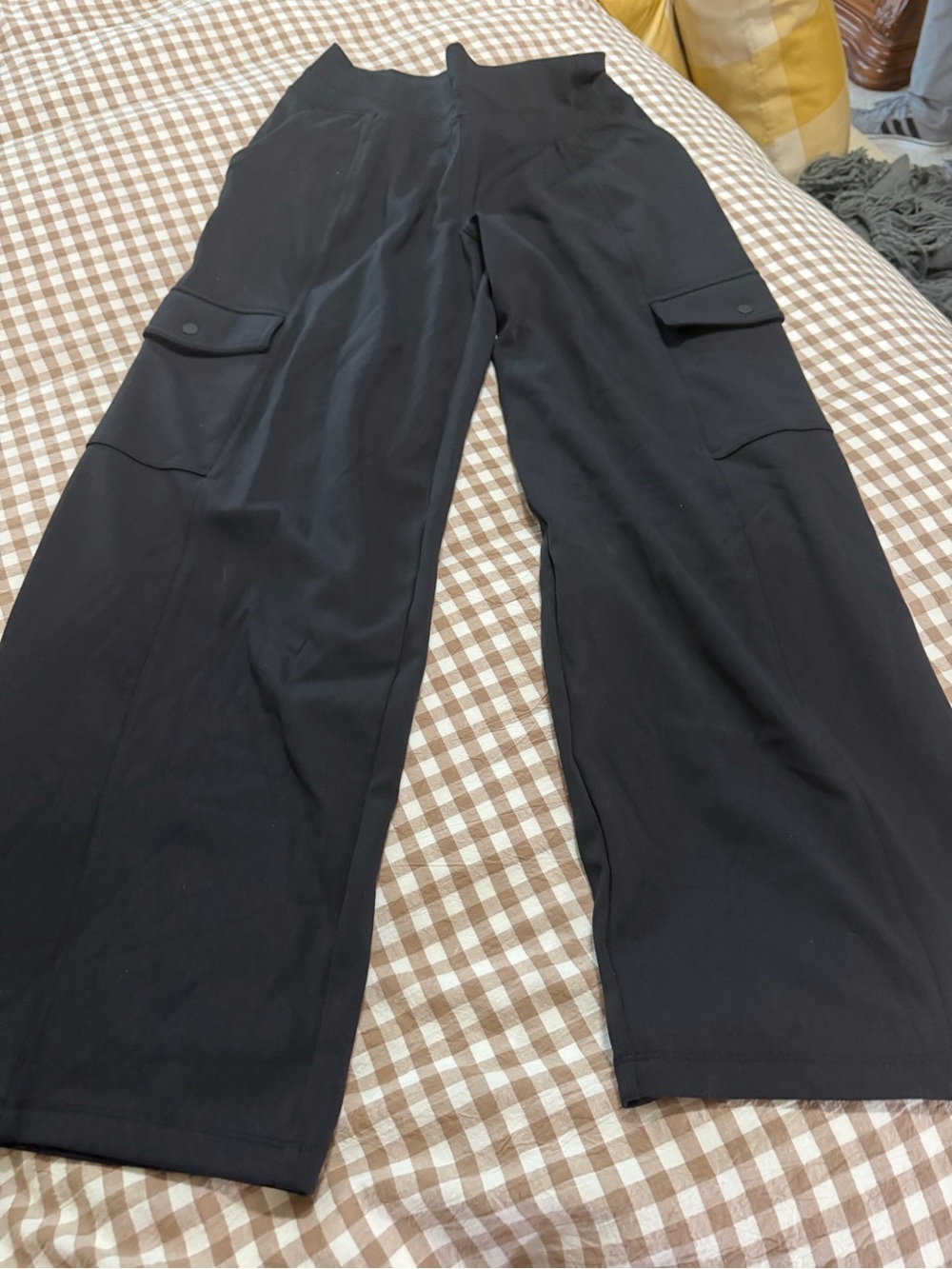 Athleta Black Wide-Leg Cargo Trousers